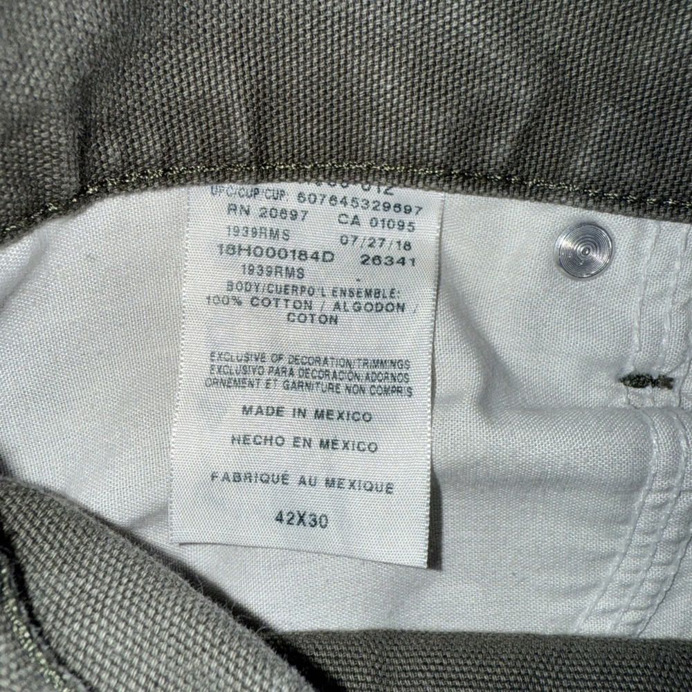 Dickies Carpenter Pants Men's 42x30 Olive Green Relaxed Fit Canvas Workwear - Picture 9 of 11